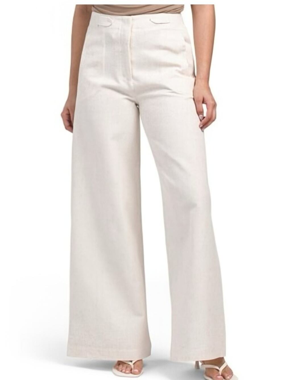 Torn By Ronny Kobo Bernard Wide Leg Linen Blend Pants High Rise Tailored Medium